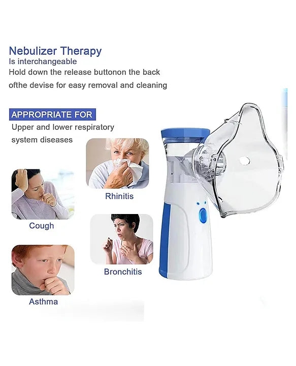 Portable Mesh Nebulizer, Silent and Compact Nebulizer Machine for Adult and Kids Effective for Cough, Asthma, Sinusitis, and Bronchitis, Steam Inhaler for Cold and Cough -Quick Relief and Daily Use
