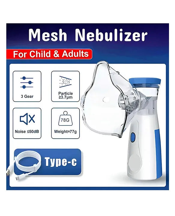 Portable Mesh Nebulizer, Silent and Compact Nebulizer Machine for Adult and Kids Effective for Cough, Asthma, Sinusitis, and Bronchitis, Steam Inhaler for Cold and Cough -Quick Relief and Daily Use